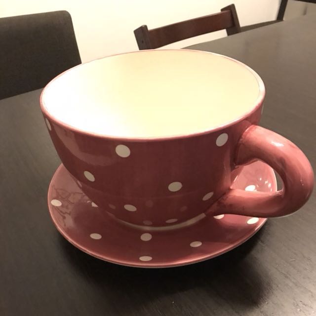 Giant Teacup Pink With White Dots Furniture Home Decor On Carousell