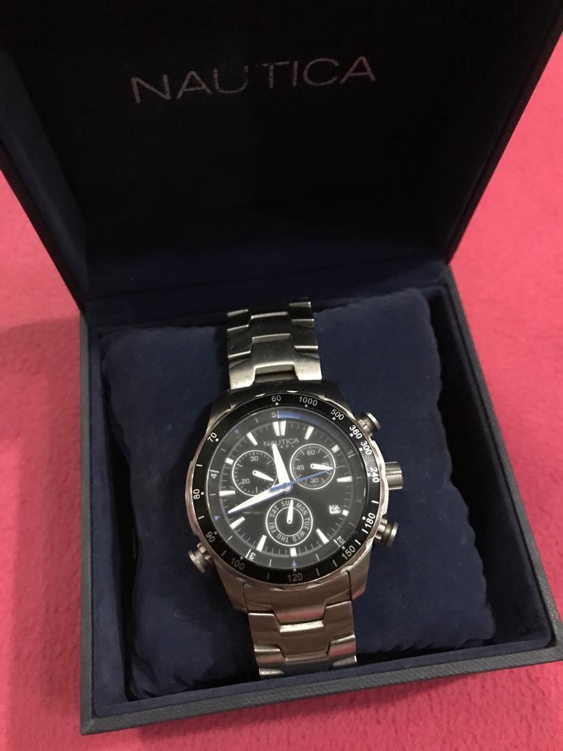 nautica stainless steel chronograph watch for sale