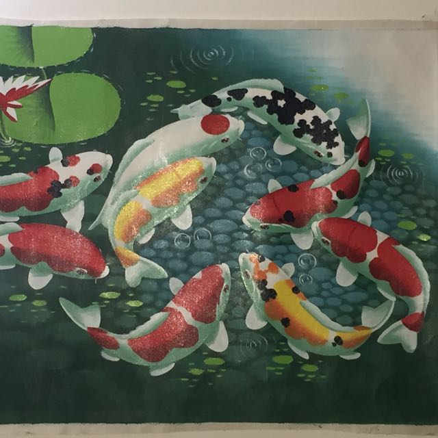 Oil Painting Koi Fish Design Craft Art Prints On Carousell
