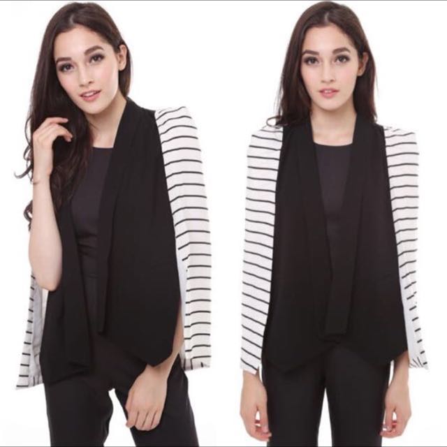 striped cape blazer