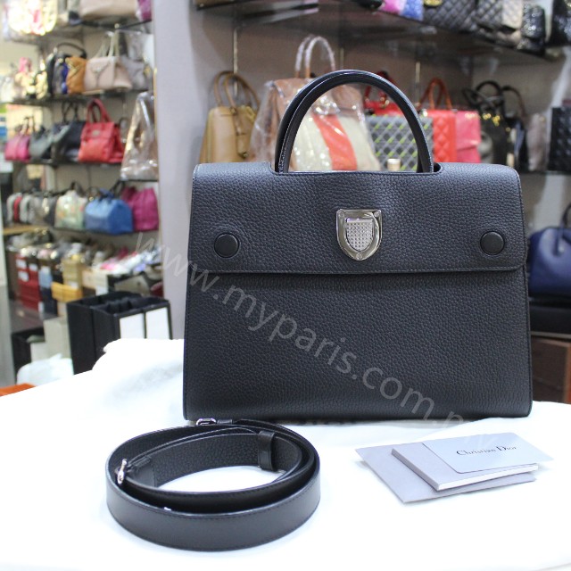 Christian Dior Diorever Bag In Black Bullcalf Leather
