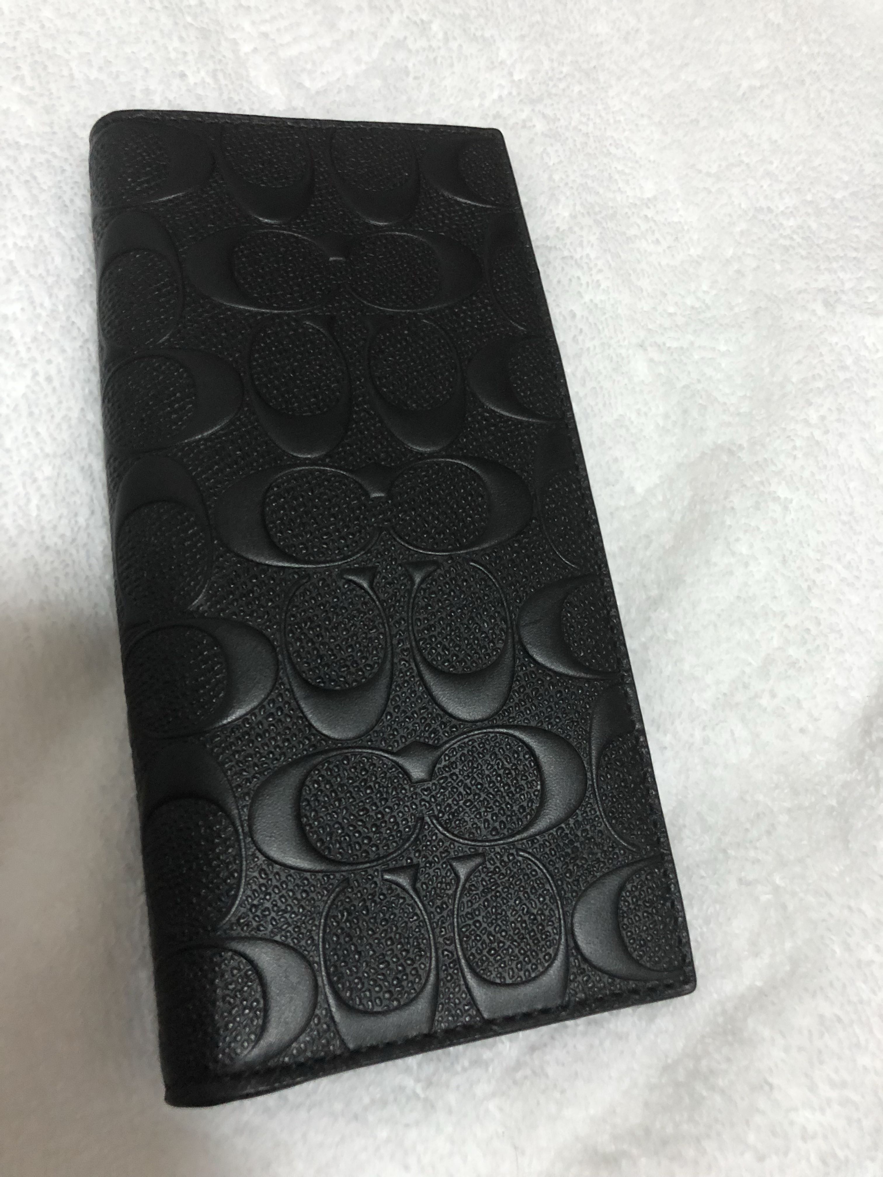 Coach Men long wallet embossed black, Luxury, Bags & Wallets on Carousell