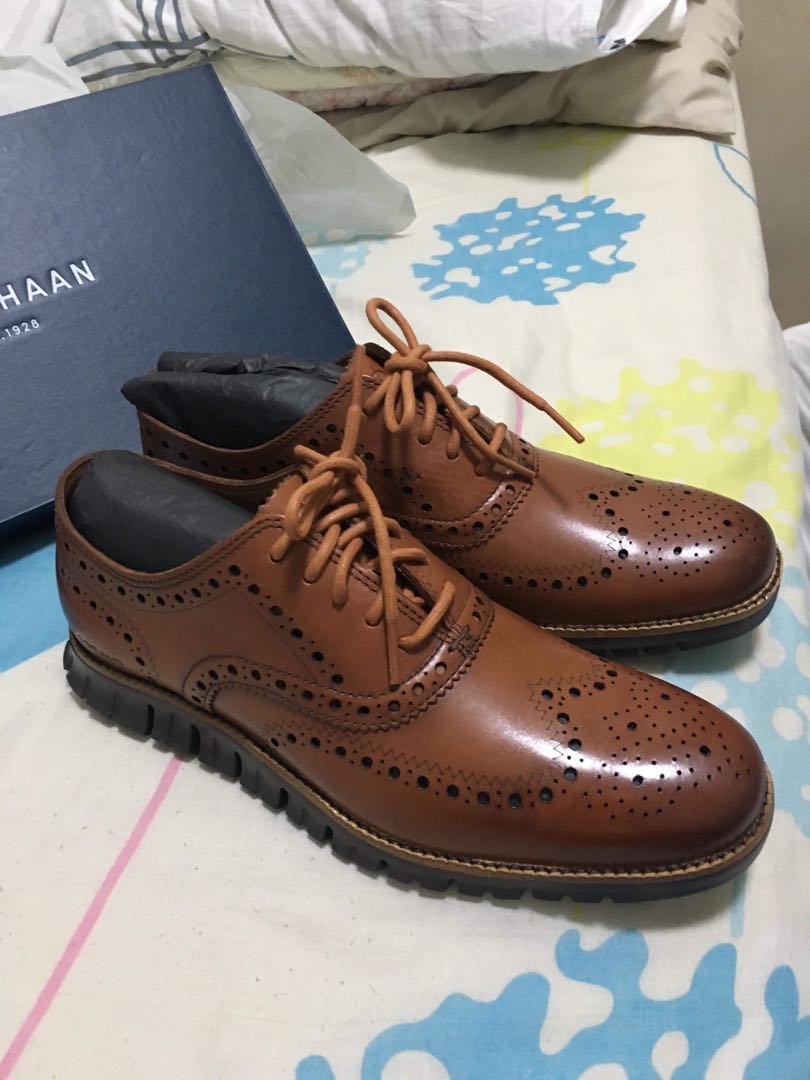 cole haan zerogrand wingtip oxford british tan java