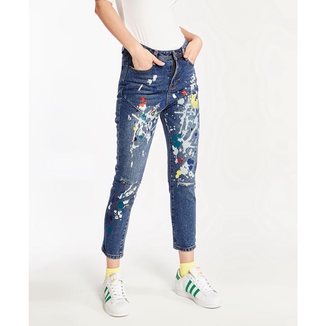 skinny jeans with paint splatter