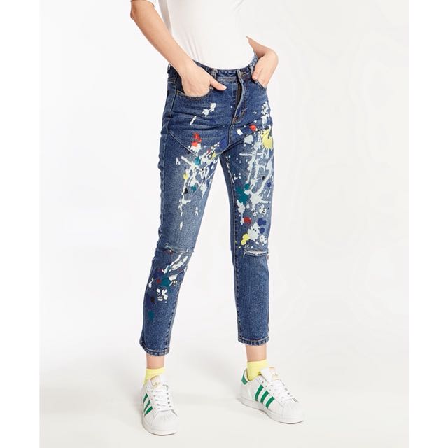 paint splatter skinny jeans