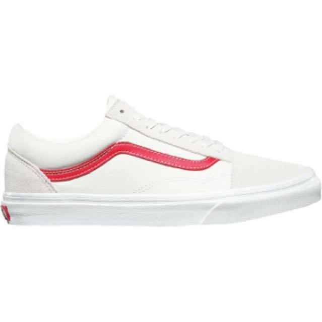 low top vans red and white