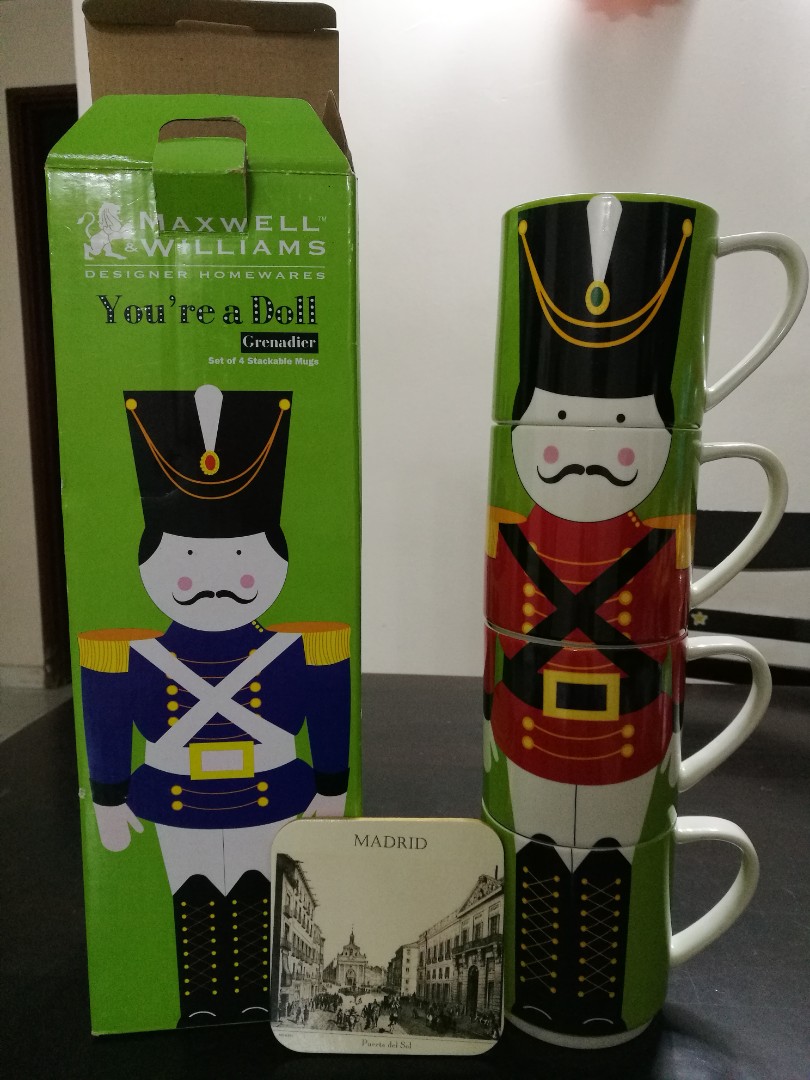 4 Pcs Stackable Mug / Gift (Category: Food Organisation & Storage) located in Kuala Lumpur. Submitted by evankeatra (Listing ID 158239119, Image 1). Description: 100% New Condition Designer Homewares Special Gift from Oversea 4 Mug + (Cup Lid).