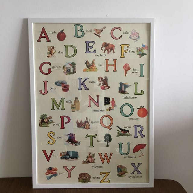 Brand New Cavallini Abc Poster With Frame For Kids Design Craft