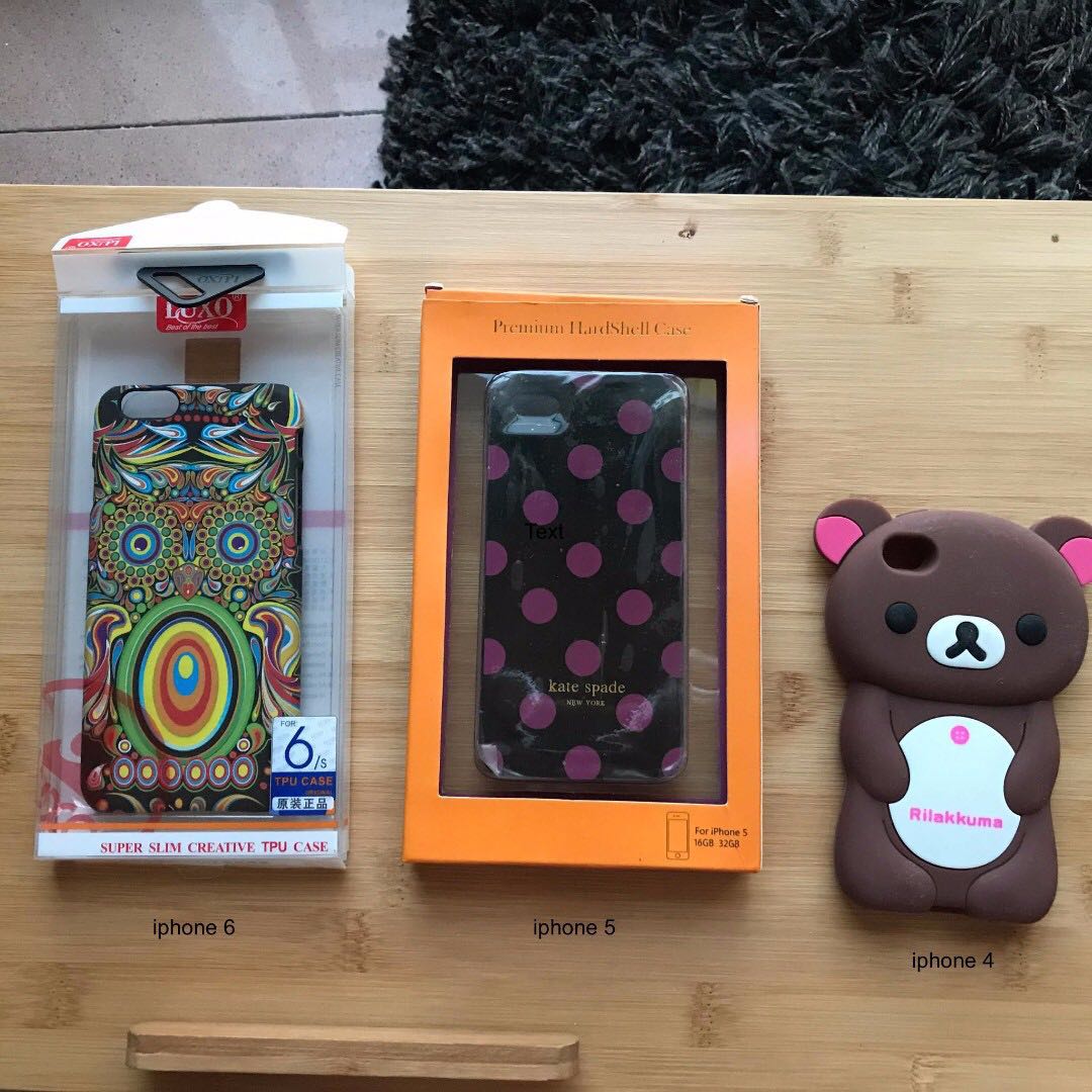Cute iPhone 6,5,4 Cases (Category: Cases & Sleeves) located in Manila. Submitted by jmedv (Listing ID 144087699, Image 1). Description: Colorful owl iphone 6 case (never used) - P150 Kate Spade iphone 5 case (never used) - SOLD Rilakkuma bear iphone 4 case (moderately used) - P100.