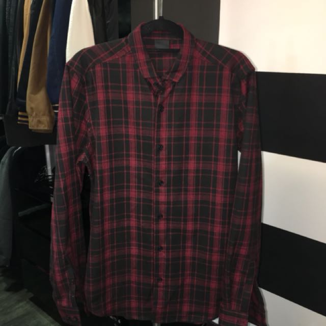 Red and black checkered long sleeves clearance