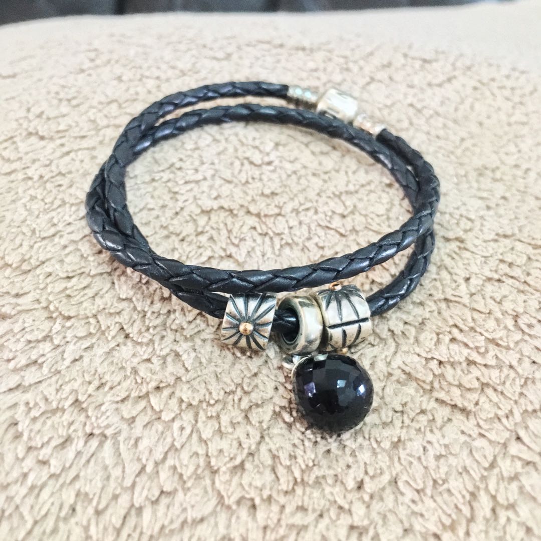 Pandora Double Woven Leather Bracelet Charms Included Women S Pandora Double Woven Leather Bracelet