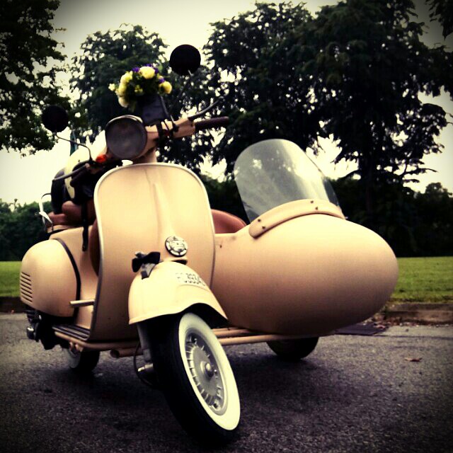 vintage vespa with sidecar for sale