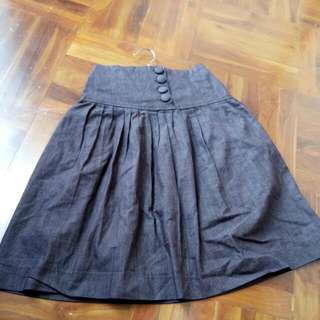 Rok Vintage Coklat Tua. Bahan Semi Jeans Panjang Dibawah Dengkul Tgi Badan 159