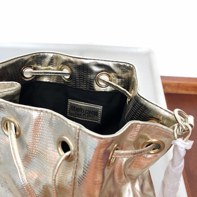 Brand New Limited Edition Roberto Cavalli Gold Bucket Bag