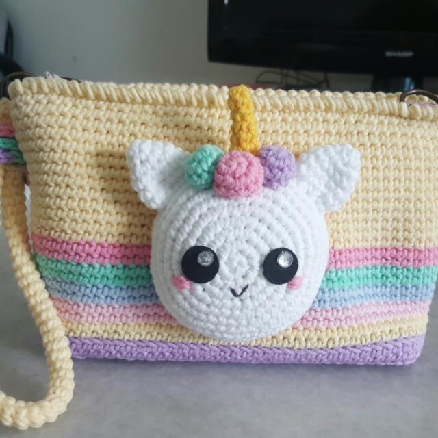 unicorn crochet purse