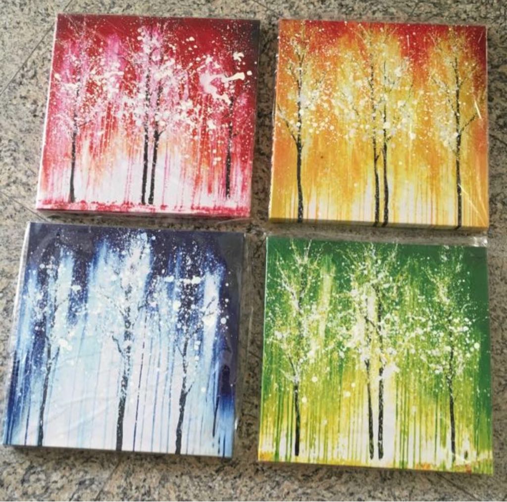 Four Seasons Canvas Painting Multi Colour Furniture Home Decor