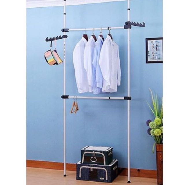Korea Standing Pole Clothes Hanger Rack Black Furniture