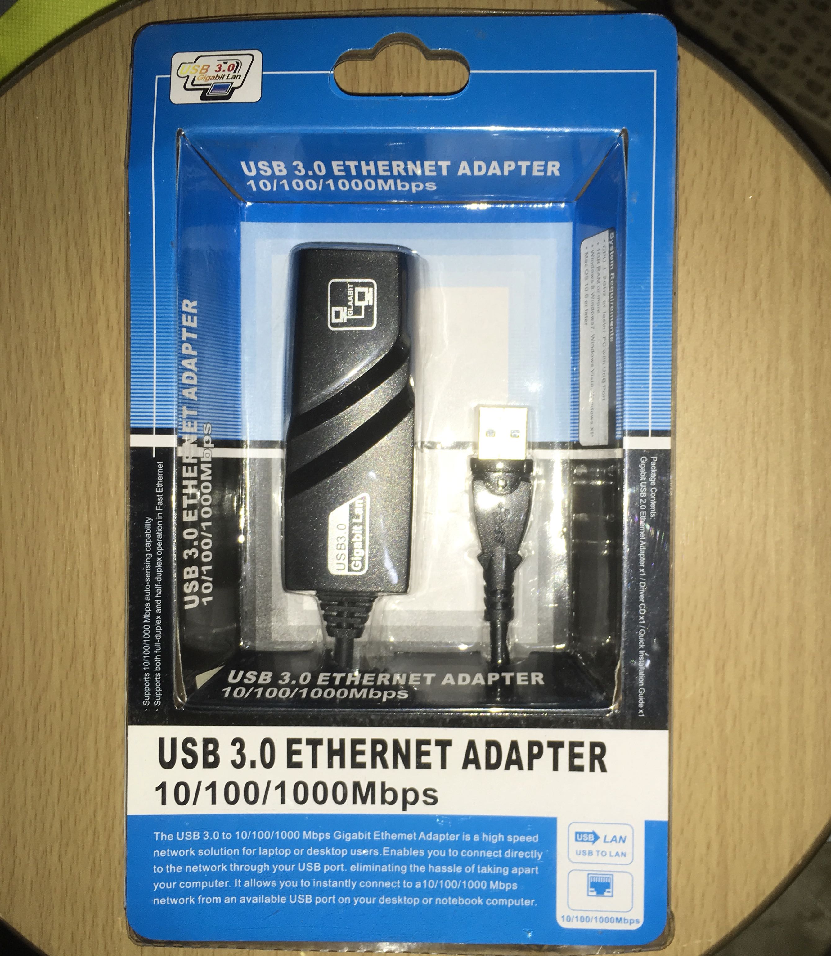 USB 3.0 ETHERNET ADAPTER 10/100/1000 Mbps for PC/MAC (Category: Cables & Adaptors) located in Antipolo. Submitted by shoppingmillennials (Listing ID 158292484, Image 1). Description: Hi I'm selling my extra USB 3.0 ethernet adapter. 100% works and tested on PC and Macbook. This is brand new and opened only for testing purposes. So for those with a spotty wifi internet connection especially laptops/PC/tablets that do not have a LAN slot adapter yo