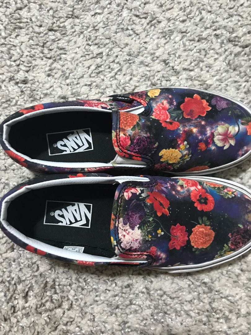 Vans Floral Slip Ons, Women's Fashion 