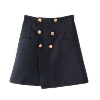 Navy Military Button Down Skirt