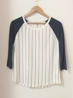 Baseball Inspired Striped Top
