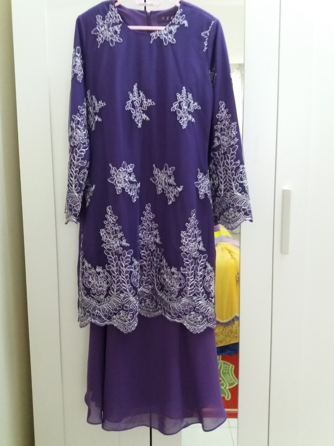  Baju  Kurung  Moden Dark  Purple  Colour Muslimah Fashion 