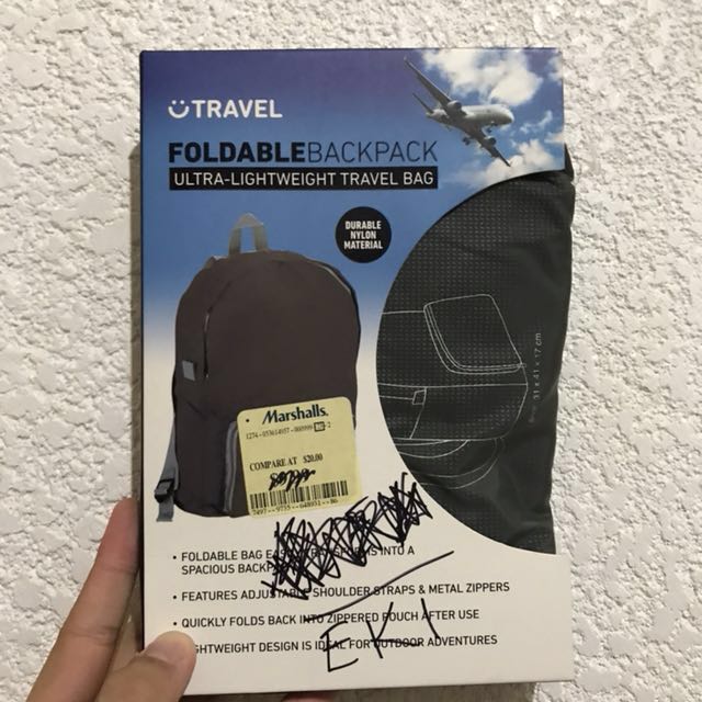 Foldable Backpack from Marshalls (Category: Backpacks) located in Quezon City. Submitted by ernieco (Listing ID 133542753, Image 1). Description: Never been used Size is on the box description Very convenient for traveling Hit me up if interested!.