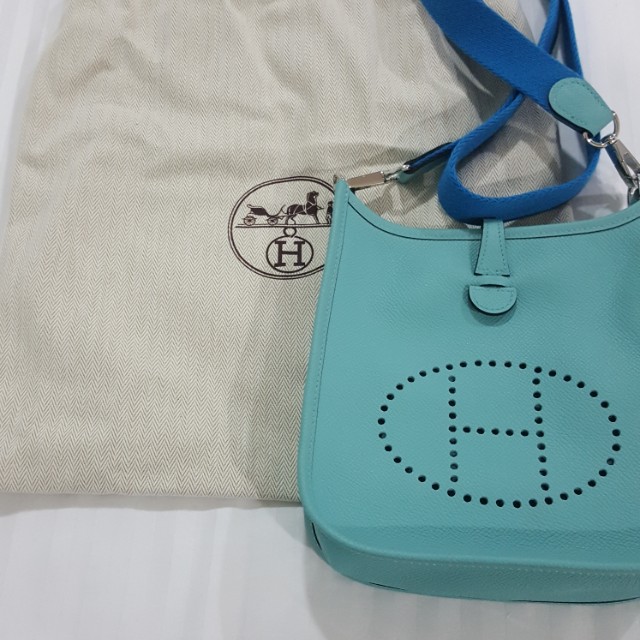 Hermes Evelyne TPM Epsom Bleu Atoll Bleu Zanzibar, Luxury, Bags & Wallets  on Carousell