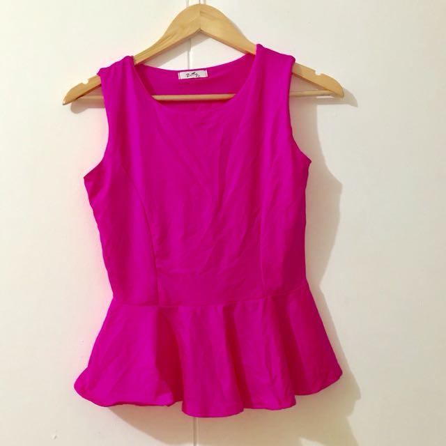 Hot pink peplum top Clearance