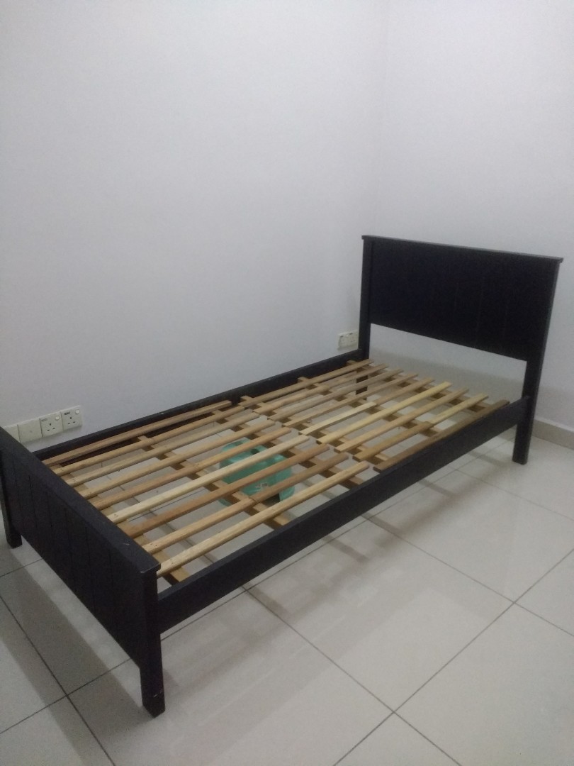 IKEA Single Bed Frame Black, Furniture & Home Living, Furniture, Bed