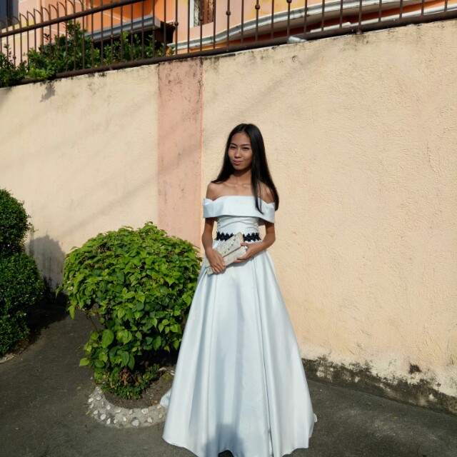 pastel color evening gown