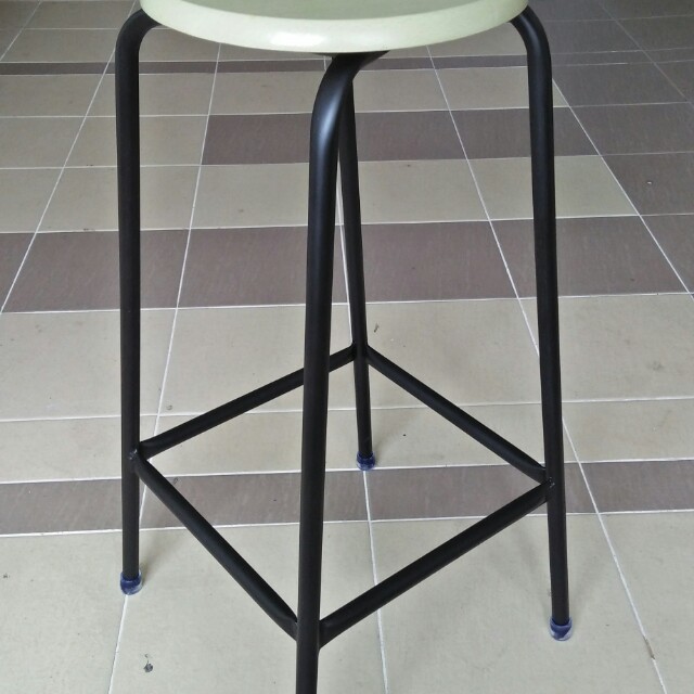 Tall Strong Metal Frame Wooden Seat High Chair Refurbished