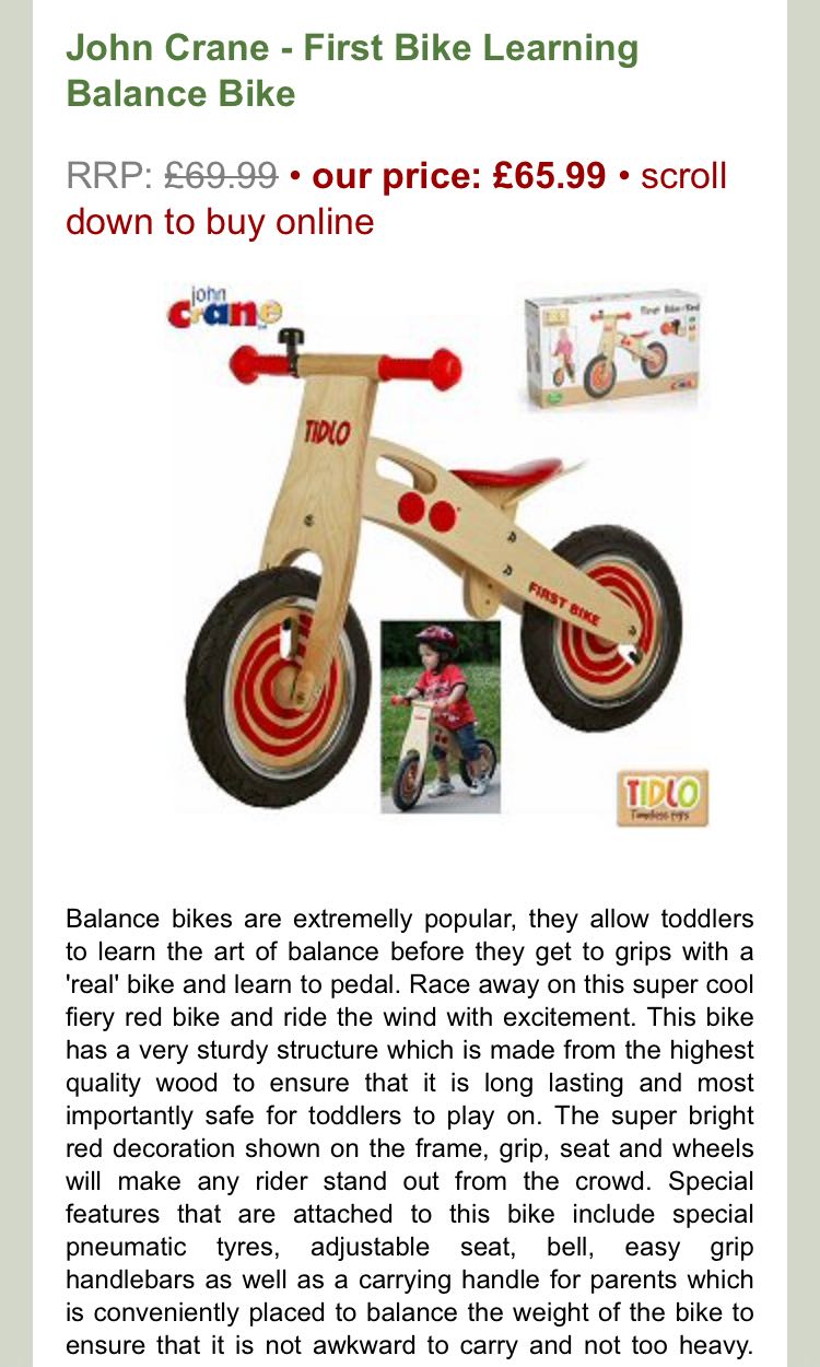 John crane balance bike cheap
