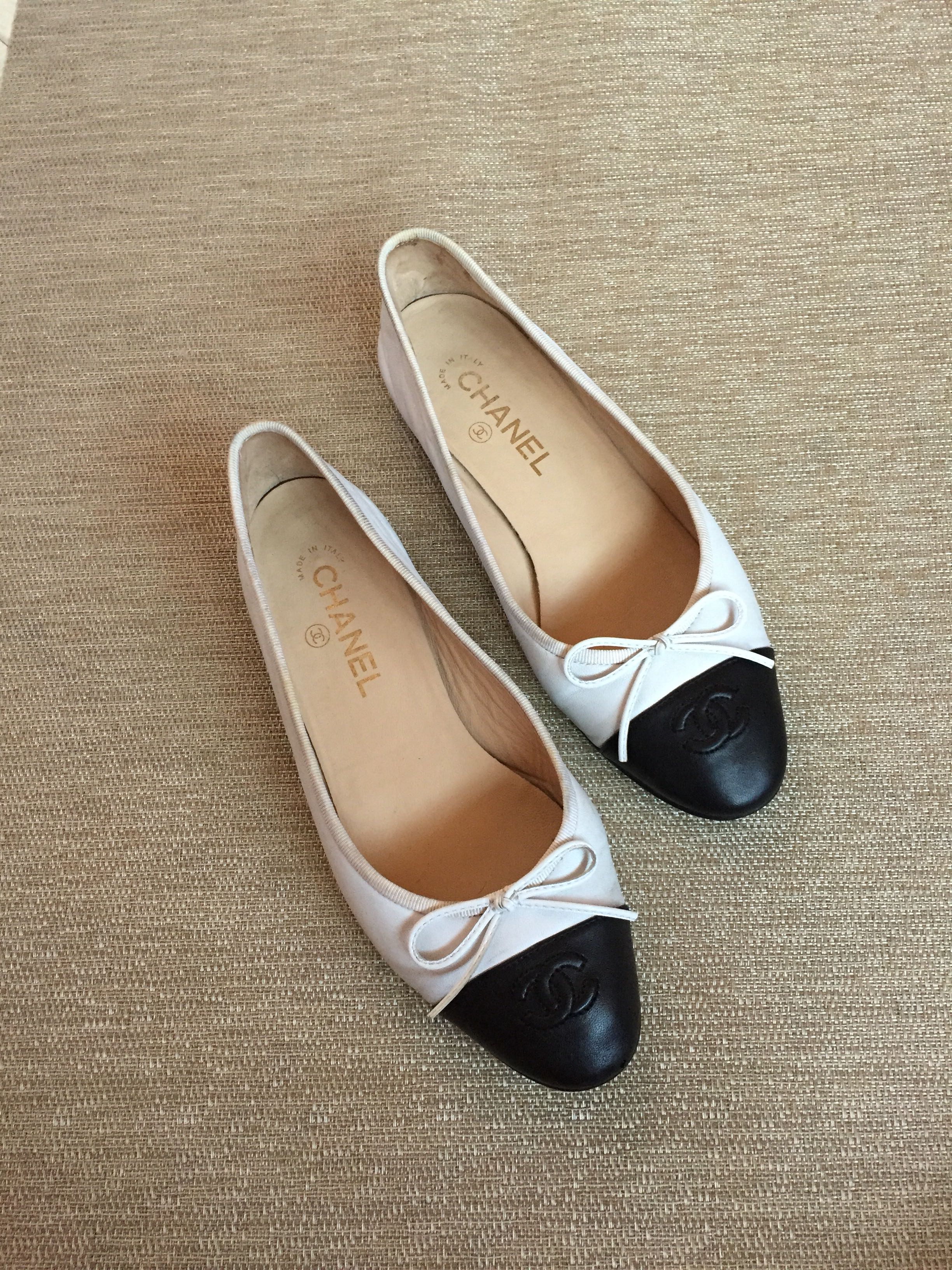 black and white ballerina shoes