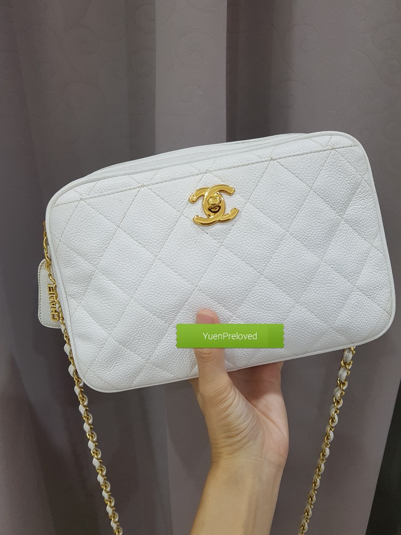 Chanel White Caviar Camera Bag