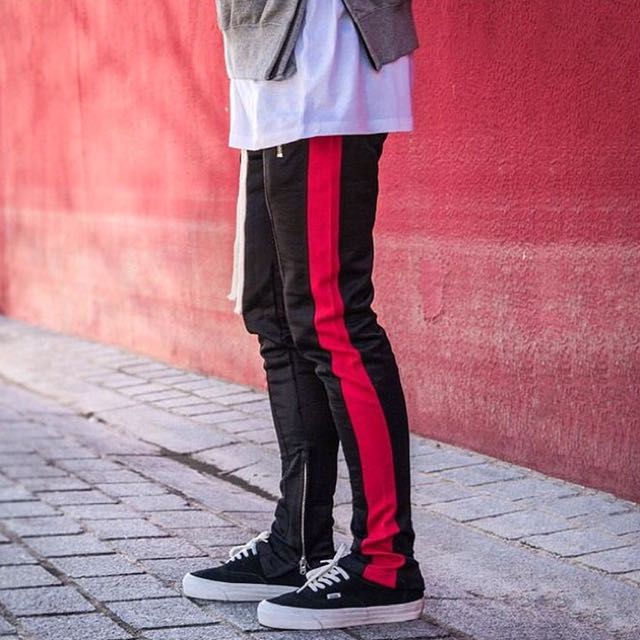 heavy constantly truth CHEAPEST] MNML Track pants (Black/Red), Men's Fashion, Bottoms, Trousers on  Carousell