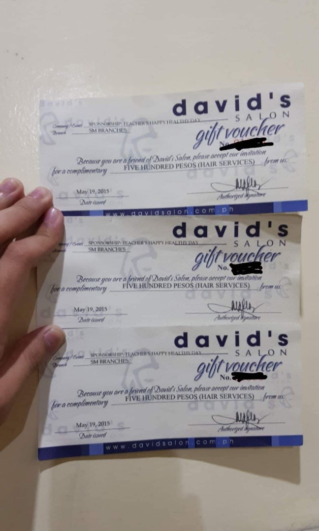 David's Salon GC (Category: Store Credits) located in Antipolo. Submitted by satisfactorylemon (Listing ID 158645975, Image 1). Description: .