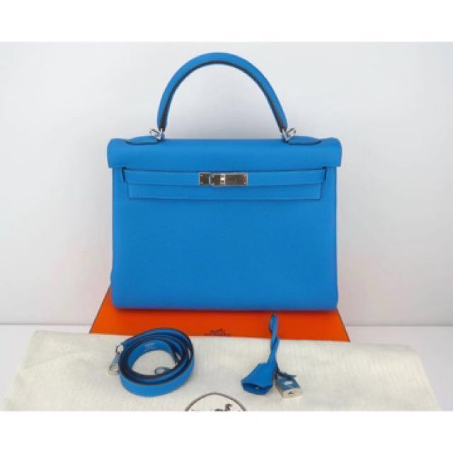 Hermes kelly online blue zanzibar