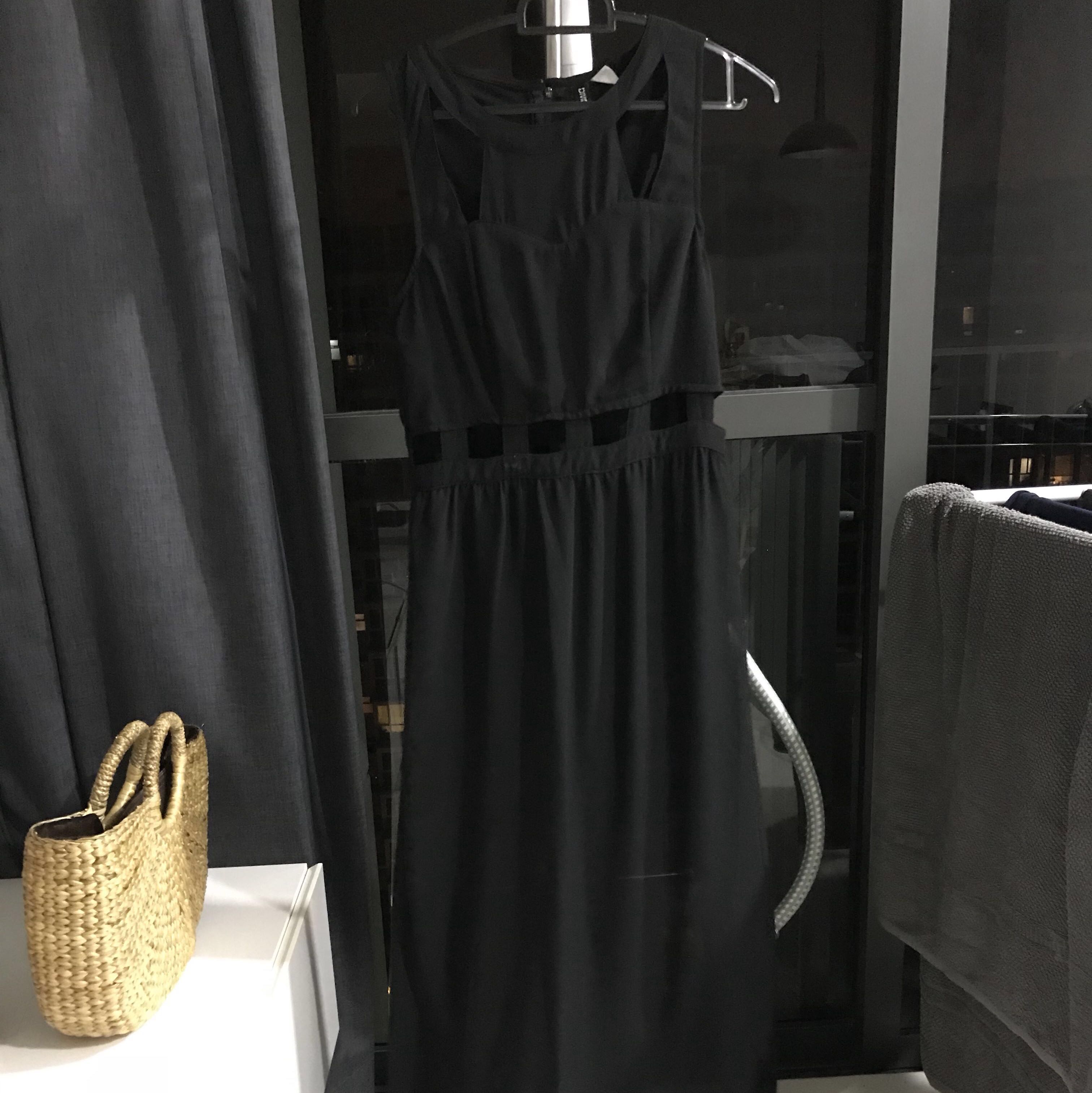 H M Black Maxi Dress With Cut Outs Women S Fashion Clothes Dresses Skirts On Carousell