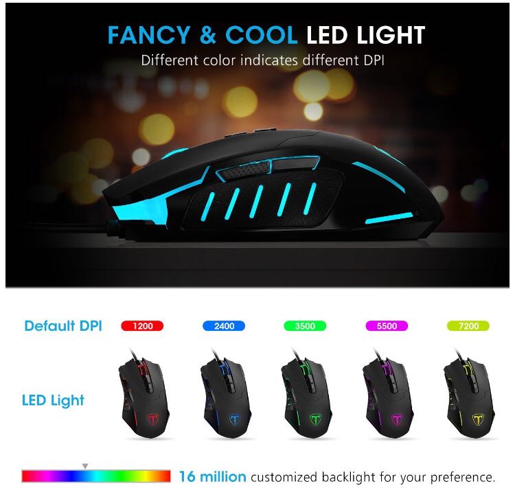 PICTEK (Category: Computer Keyboard) located in Singapore. Submitted by hahaha98 (Listing ID 158608554, Image 2). Description: Pictek Gaming Mouse Wired [7200 DPI] [Programmable] [ Breathing Light] Ergonomic Game Computer Mice with 7 Buttons for PC,Gamer.