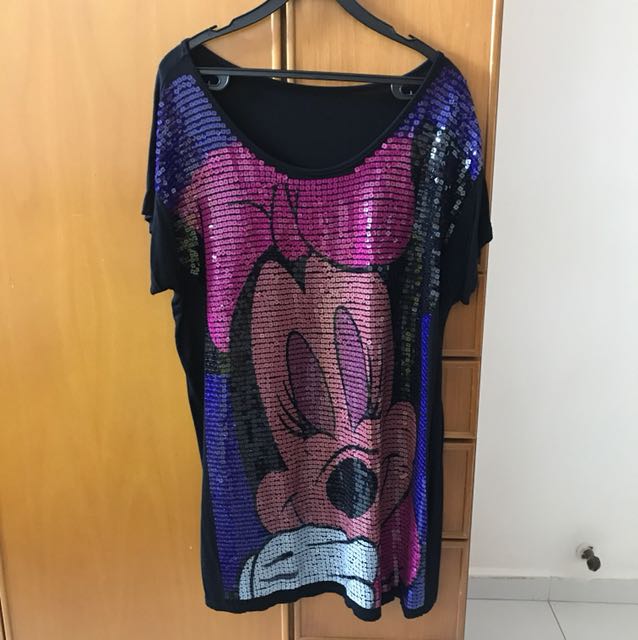 Plus Size Minnie Mouse Sequin Dress Women s Fashion Muslimah Fashion Dresses on Carousell