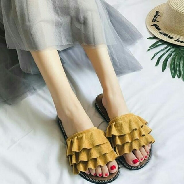 Ruffle Flat Sandal Women s Fashion Footwear Flats on Carousell