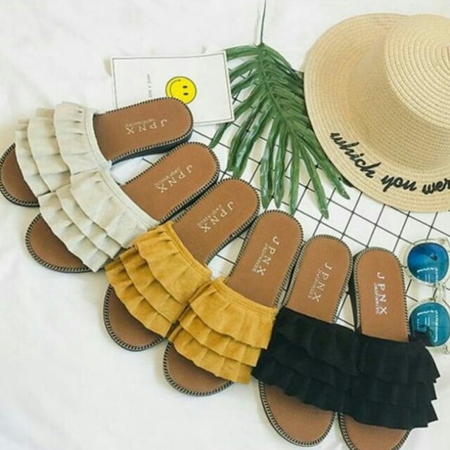 Flat 2024 ruffle sandals