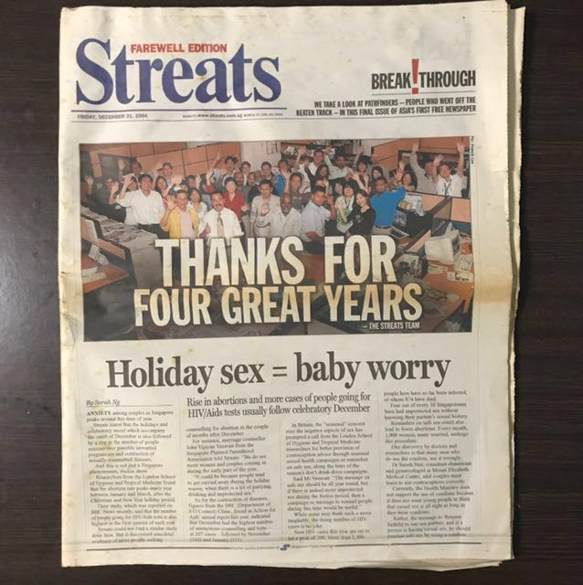 Streats Newspaper Farewell Edition 31 December 2004 Nt Today Newpaper Straits Times Zao Bao Wan Bao Business Berita Murasu Sph Everything Else On Carousell