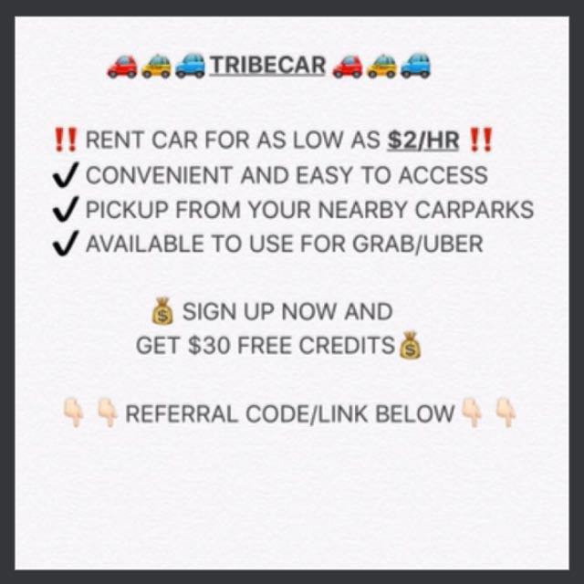 Tribecar hourly car rental 2.14/hr , Cars, Car Rental on Carousell