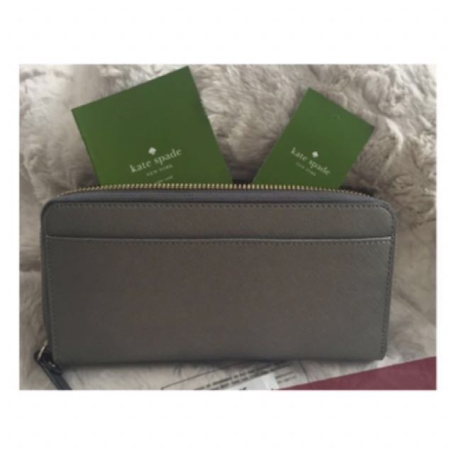 BRAND NEW!!) Authentic Kate Spade Mikas Pond Lacey Wallet - Anthracite  color, Women's Fashion, Bags & Wallets, Wallets & Card Holders on Carousell