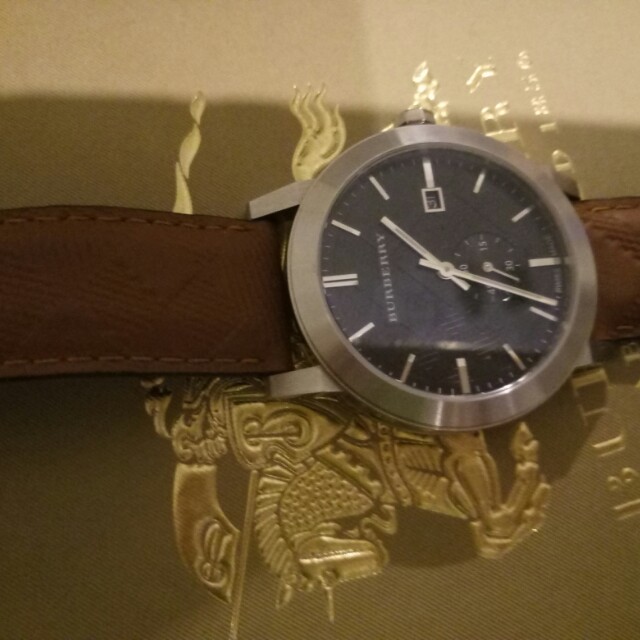Burberry check stamped 2025 leather strap watch