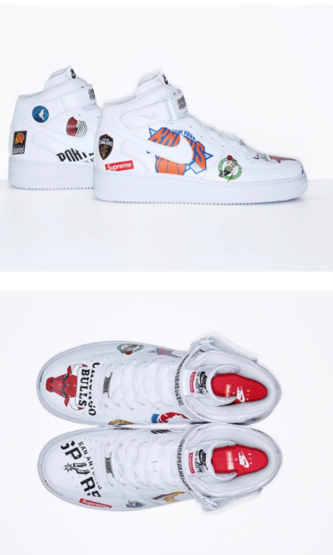 in fretta!supremo x nike x nba air force 1 mid (bianco), uomini in fretta!supremo x nike x nba air force 1 mid (bianco), uomini