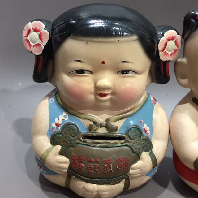 Vintage Chinese clay Coin bank dolls, Hobbies & Toys, Memorabilia