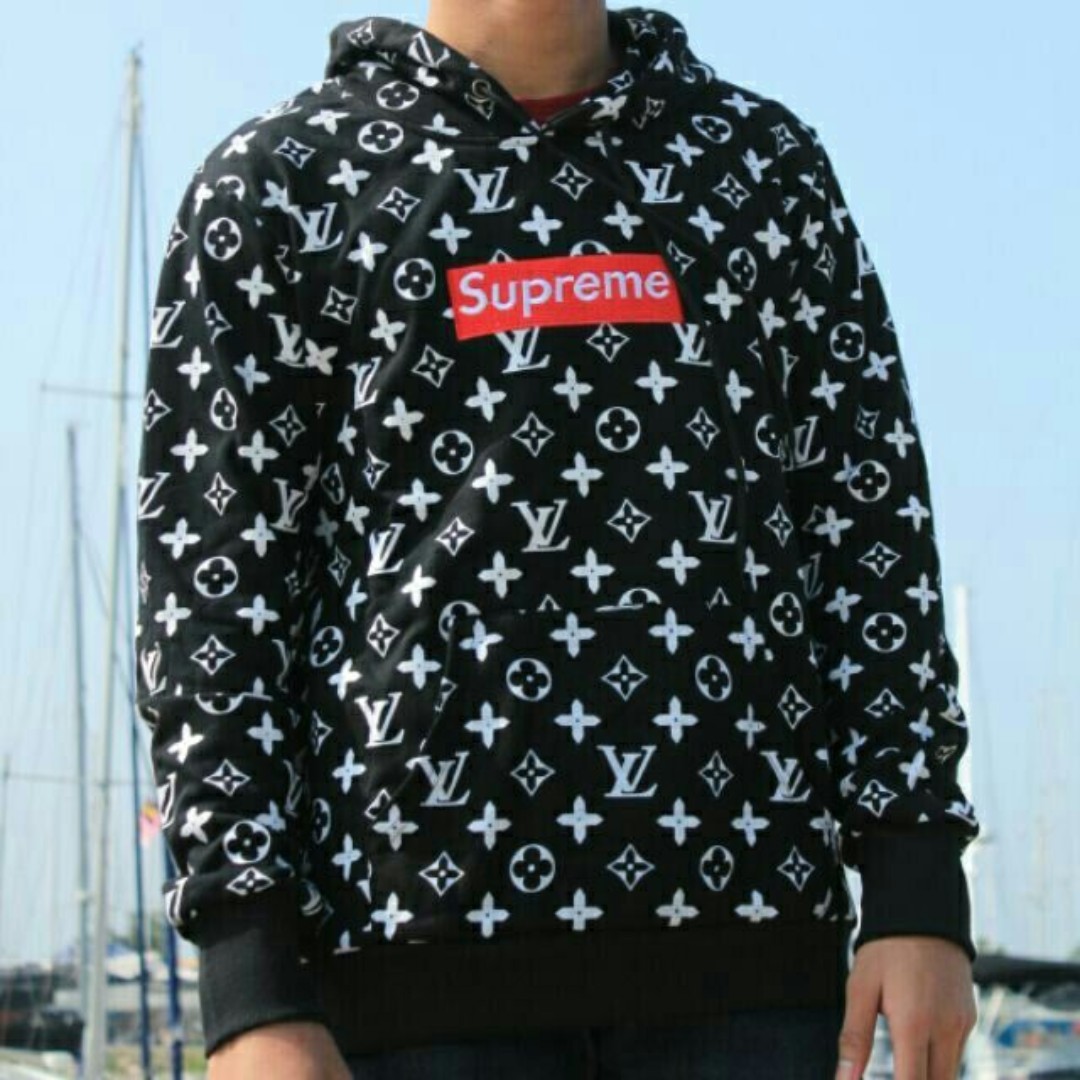 Fake Supreme x LV hoodie, Men's Fashion, Tops & Sets, Hoodies on